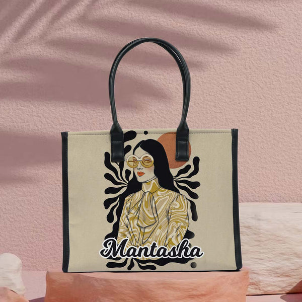 Personalised Beautiful Girl Printed Box Tote Bag - Uncommongifts.in