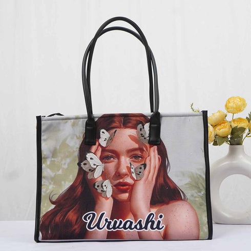 Personalised Beautiful Girl Printed Tote Box Bag - Uncommongifts.in