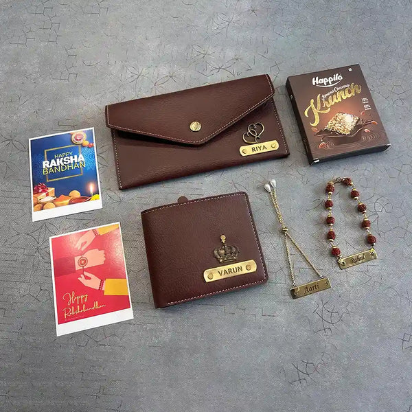 Personalised Bhaiya Bhabhi Rakhi Combo Gift Set