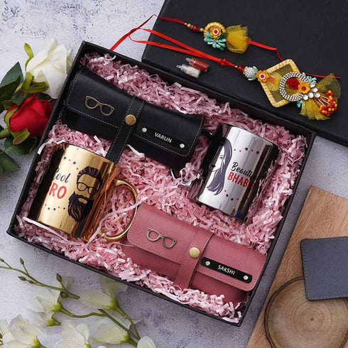 Personalised Bhaiya & Bhabhi Rakhi Gift Set