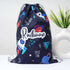 Personalised Black Printed Kids Drawstring Bag