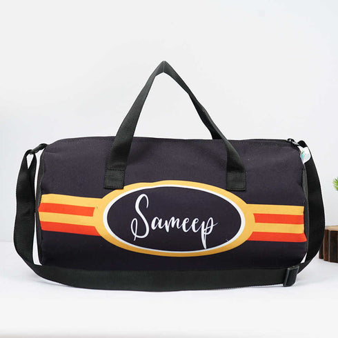 Personalised Black Printed Kids Sling Duffle Bag Combo Gift Set