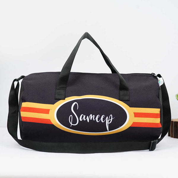 Personalised Black Printed Kids Sling Duffle Bag