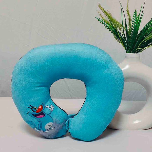Personalised Blue Cartoon Printed Kids Neck Pillow