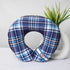 Personalised Blue Check Printed Kids Neck Pillow