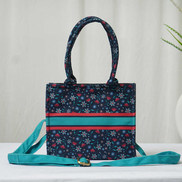 Blue Floral Printed Sling Bag - Uncommongifts.in
