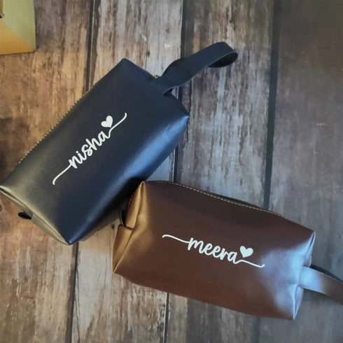 Personalised Bridesmaid Cosmetic PU Pouch for Women