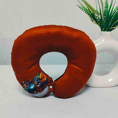 Personalised Brown Printed Kids Neck Pillow