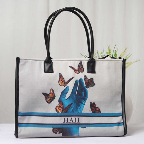 Personalised Butterfly Printed Box Tote Bag