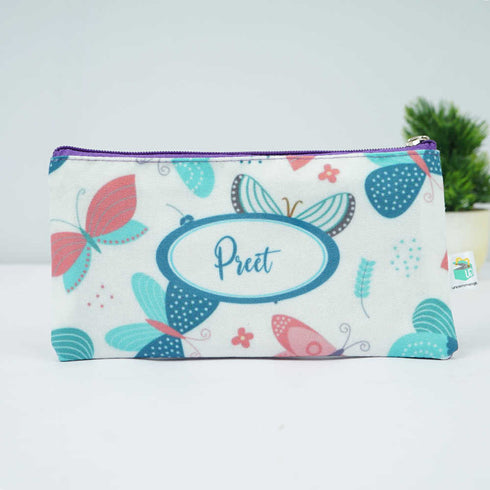 Personalised Butterfly Printed Pencil Pouch for Kids