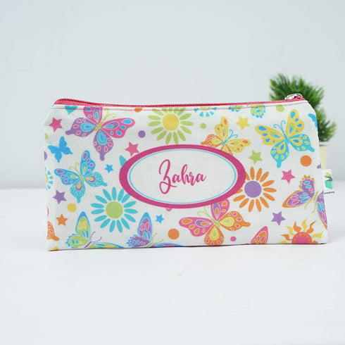 Personalised Butterfly Printed Pencil Pouch for Kids