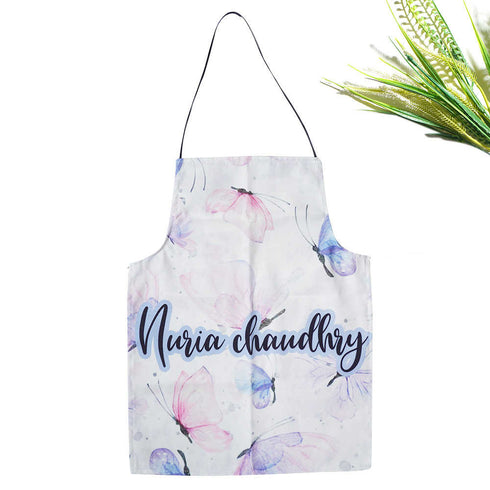 Personalised Butterfly's Printed Canvas Cotton Kitchen Apron