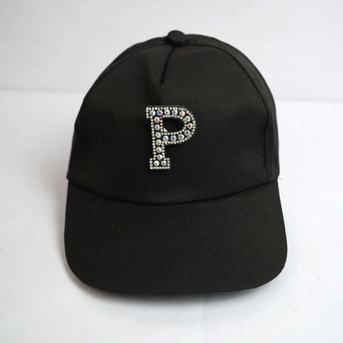 Personalised Caps with Initial Letter - Black