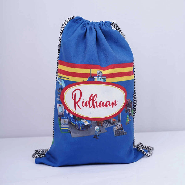 Personalised Car Printed Drawstring Bag for Kids