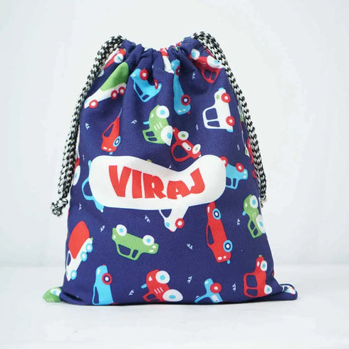 Personalised Organizers Bag and Steel Bottle With Straw Combo for Kids