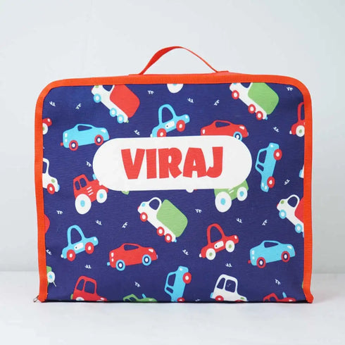 Personalised Organizers Bag and Steel Bottle With Straw Combo for Kids