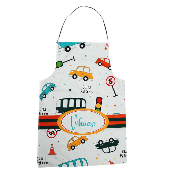 Personalised Cars Printed Canvas Cotton Kitchen Kids Apron