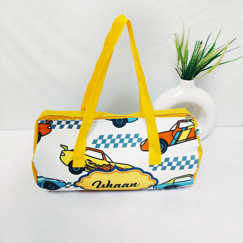 Personalised Cars Printed Kids Duffle Bag