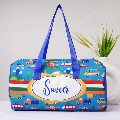 Personalised Cars Printed Kids Duffle Bag