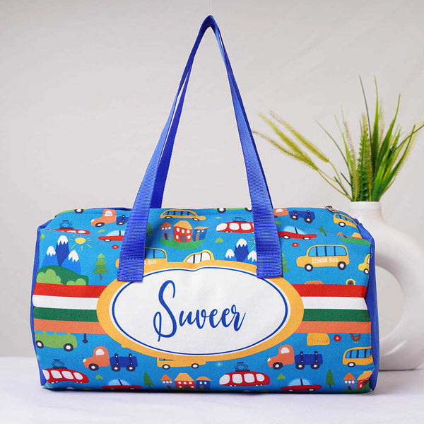 Personalised Cars Printed Kids Duffle Bag