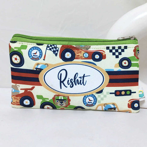 Personalised Cars Printed Kids Pencil Pouch