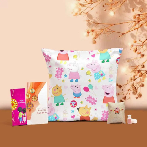 Personalised Cricket Cushion & Rakhi Combo for Kids