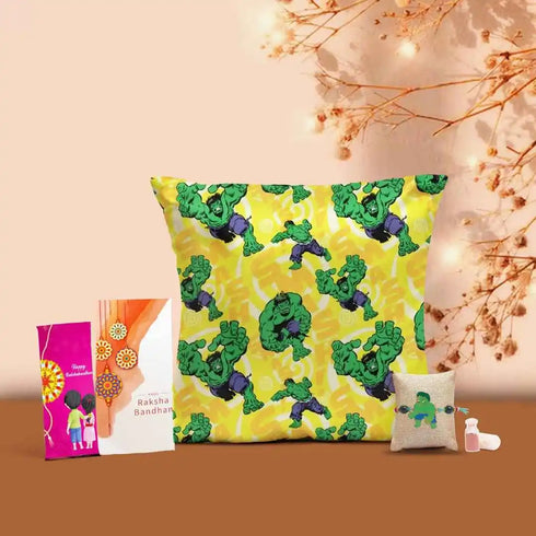 Personalised Cricket Cushion & Rakhi Combo for Kids