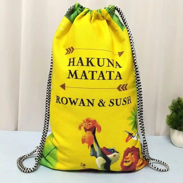 Personalised Cartoon Printed Drawstring Bag for Kids