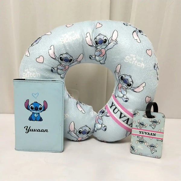 Personalised Cartoon Printed Kids Neck Pillow Combo Gift Set