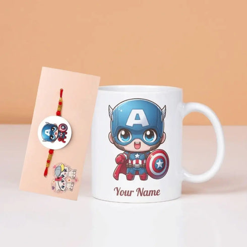 Personalised Cartoon Printed Mug Rakhi Combo for Kids