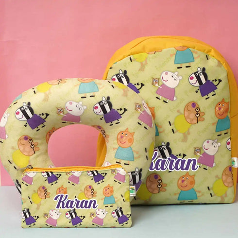 Personalised Cartoon Printed Neck Pillow Combo Gift Set