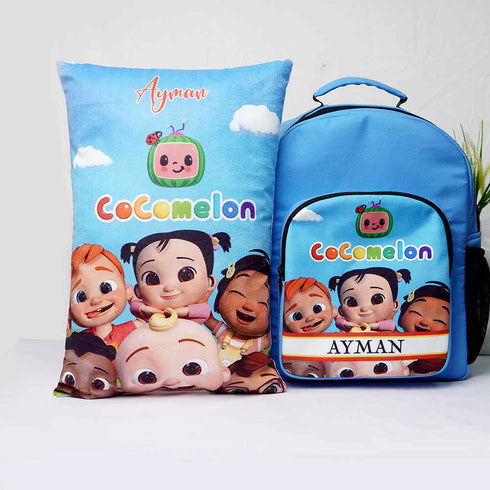 Personalised Cartoons Printed Kids Bag Pack Combo Gift Set