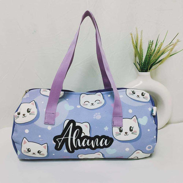 Personalised Cat Faces Printed Kids Duffle Bag