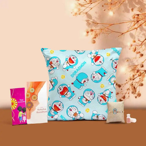 Personalised Cricket Cushion & Rakhi Combo for Kids