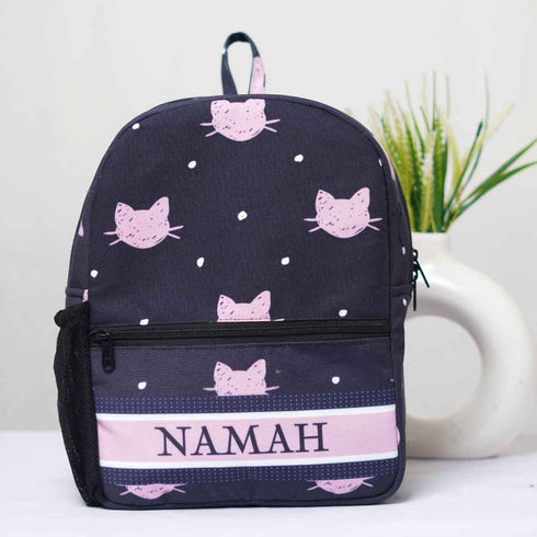 Personalised Cat Printed Kids Bag Pack