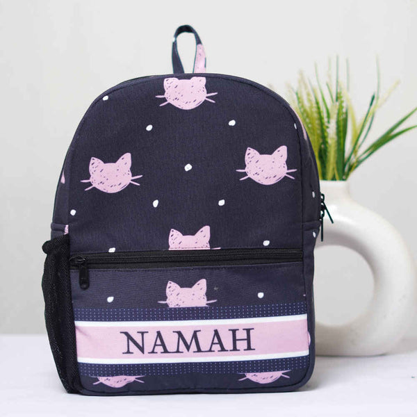 Personalised Cat Printed Kids Bag Pack