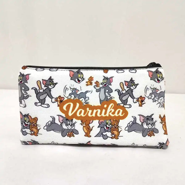 Personalised Cat Printed Pencil Pouch for Kids