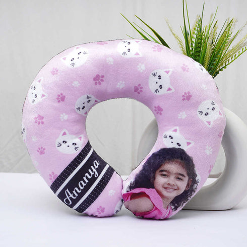 Personalised Cat Printed Photo Kids Neck Pillow