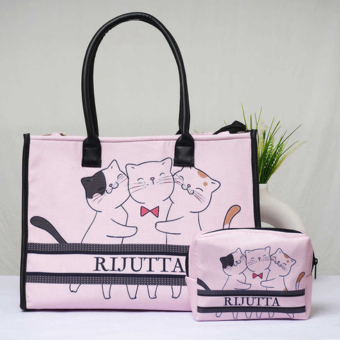 Personalised Cats Printed Box Bag Combo