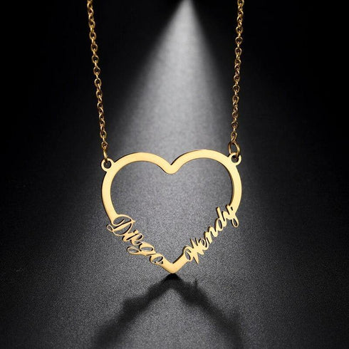 Personalised Couple Big Heart Name Pendant - Uncommongifts.in