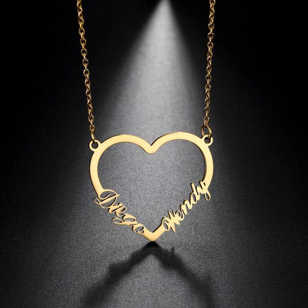 Personalised Couple Big Heart Name Pendant - Uncommongifts.in