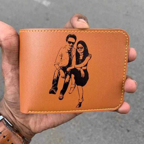 Personalised Men's Photo Wallet - Tan - Uncommongifts.in