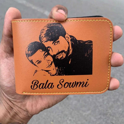 Personalised Men's Photo Wallet - Tan - Uncommongifts.in
