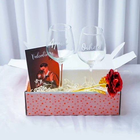 Personalised Couples Glass Set - (360ml) | Valentine Gifts