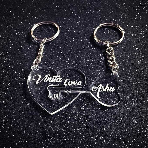 Personalised Couples Heart Keychain - Uncommongifts.in