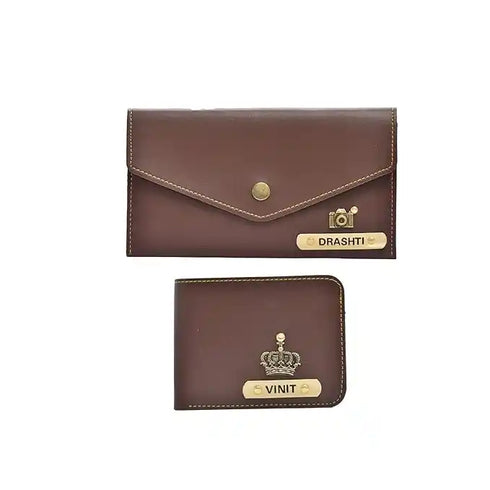 Personalised Couples Wallet Combo with Charms - Pink