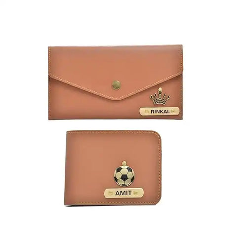 Personalised Couples Wallet Combo with Charms - Pink
