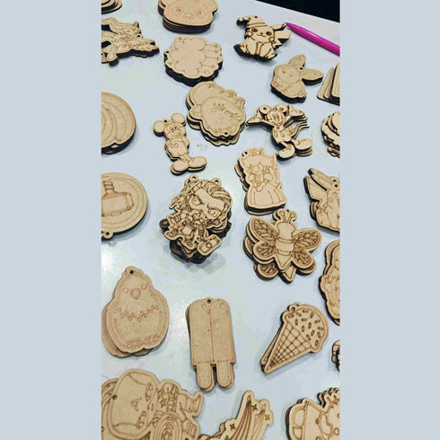 Personalised Crafting DIY MDF Kit Cutout Keychain Set of 20 for Kids
