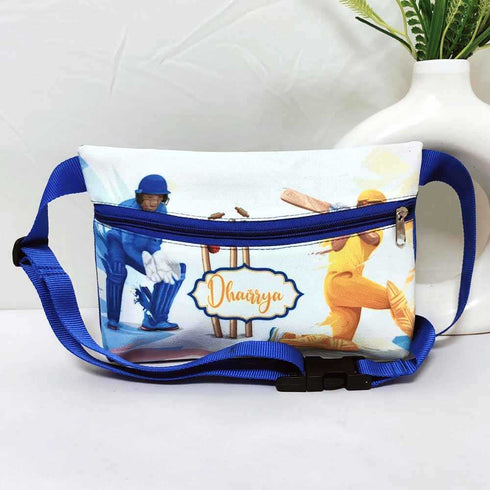 Personalised Cricket Printed Kids Waist Pouch