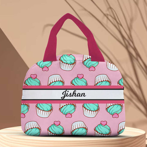 Personalised Cup Cakes Printed Kids Lunch Bag With Handle